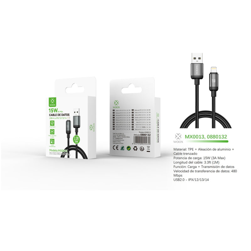 USB to Lightning data cable 15W 1m - black - MX0013 NE