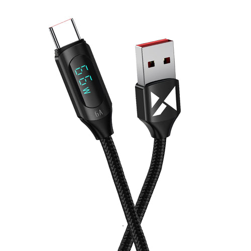 Wozinsky WUACC2 USB A - USB C Cable with Display 66W 6A 2m - Black