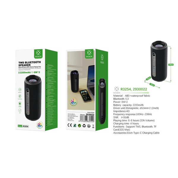 Altavoz Bluetooth v5.3 JL7016C 2200 mAh 8W 2 Negro - R3254 NE