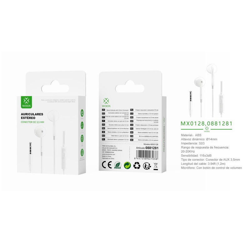 Auriculares con cable de 3,5 mm con micr ¨®fono de 1,2 m (blancos) - MX0128 BL