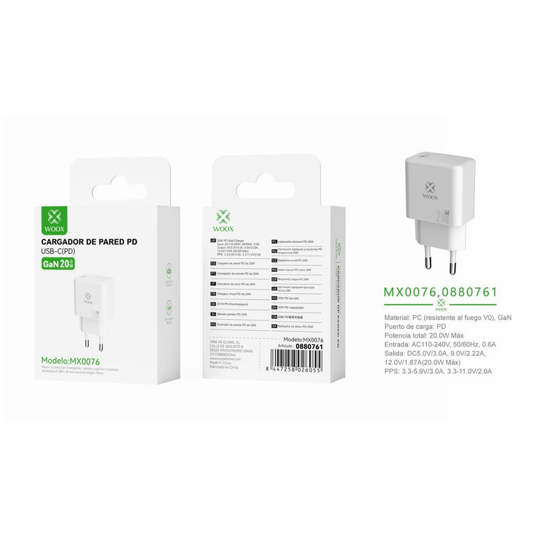 EU wall charger ¨2single PD GaN 20 W without cable - white - MX0076 BL