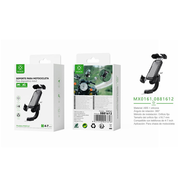 Motorcycle phone holder for 4 to 7 inch models, ABS, black - MX0161